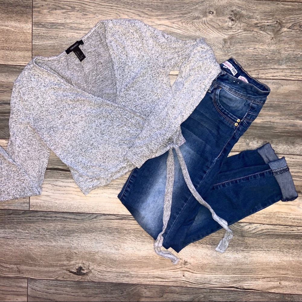 Forever 21 Wrap Tie Long Sleeve Top